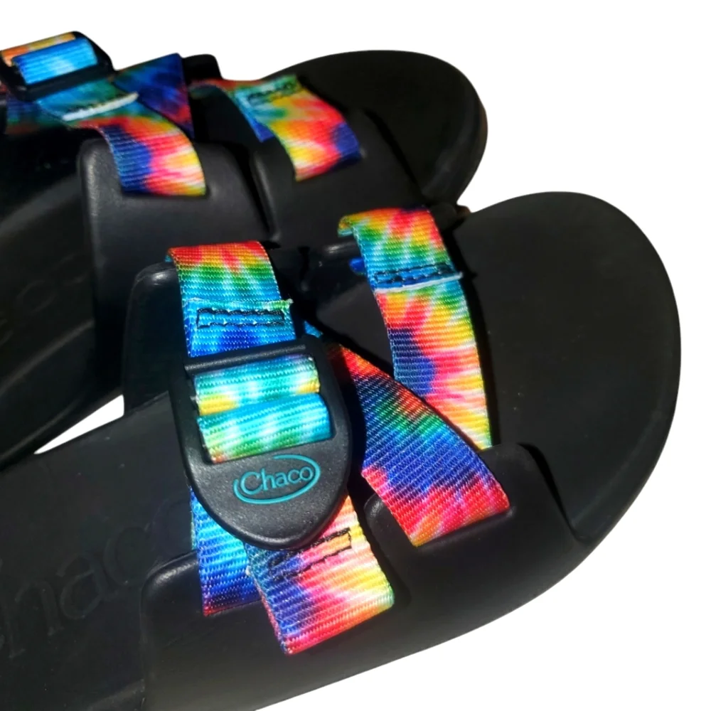 🔥CHACO Chillo Rainbow Tie Dye Strappy Slide-on Sandals Kids-Juniors SZ 1 Unisex